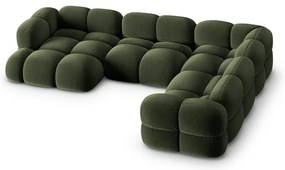 Colțar verde cu tapițerie din catifea (cu colț pe partea dreaptă/în formă de "U") Loretto – Cosmopolitan Design