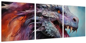 Tablou - Ilustrație a unui dragon (cu ceas) (90x30 cm)