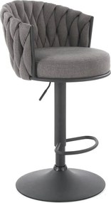 Scaun bar textil H125, gri - Nea 15, stofa clasica/otel, 53x54x90/105