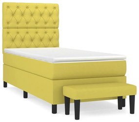 3136796 vidaXL Pat box spring cu saltea, verde deschis, 80x200 cm, textil