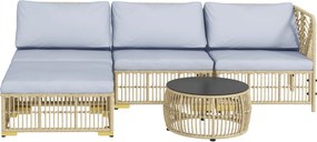 Outsunny Garnitură de grădină, 5 piese, incl. perne de șezut, ratan sintetic, cadru din oțel rezistent la rugină, gri deschis | Aosom Romania