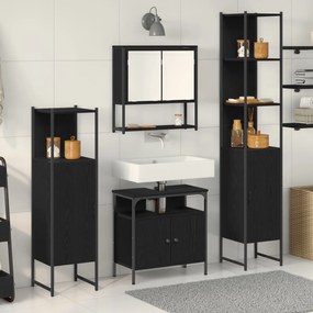 vidaXL Set de baie in 4 piese - Stejar negru