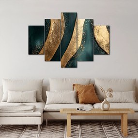 Tablou - Abstracție verde cu auriu I. (150x105 cm)
