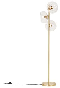 Lampa de podea Art Deco aurie cu sticlă cu 3 lumini - Ayesha