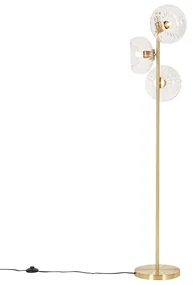 Lampa de podea Art Deco aurie cu sticlă cu 3 lumini - Ayesha
