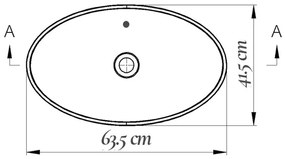 Lavoar pe blat alb lucios 64 cm, oval, cu preaplin, Fluminia Nil