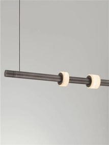 Lustra tub subtire aluminiu gri inchis si alabastru LED MARLOW
