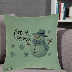 Perna Decorativa Let It Snow Om de Zapada, 40x40 cm, Verde, Husa Detasabila, Perna Inclusa, BEKZ®
