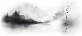Tablou - pictură cu cerneală de peisaj (90x60 cm)
