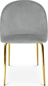 Scaun de dining INCA VELVET cu picioare aurii, gri deschis