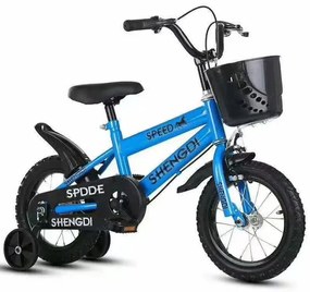 Bicicleta pentru copii cu roti ajutatoare si frane, 12 inch, Albastru