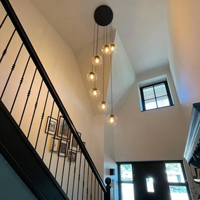 Lampă suspendată Art Deco neagră cu 7 lumini - Pallon