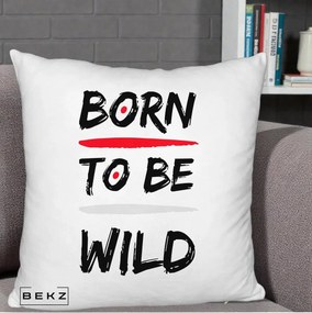 Perna Decorativa Born To Be Wild, 40x40 cm, Alb Pufos, Husa Detasabila, Perna Inclusa, BEKZ®