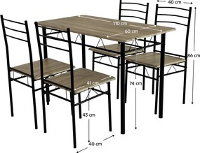 Set de sufragerie 1+4, stejar sonoma/negru, MAKO