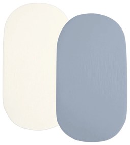 Set 2 cearceafuri din muselina dubla cu elastic roata pentru landou sau cosulet de rachita Kidizi jeans, bumbac 100%