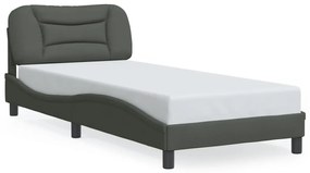 3207738 vidaXL Cadru de pat cu tăblie, gri închis, 90x190 cm, textil