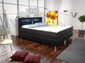 Pat matrimonial Boxspring 180 cm Marilia I (negru) (cu saltele). 611037