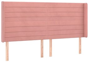 3119785 vidaXL Tăblie de pat cu aripioare, roz, 183x16x118/128 cm, catifea