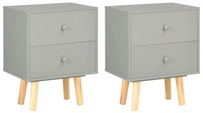 vidaXL Noptiere, 2 buc., gri, 40 x 30 x 50 cm, lemn masiv de pin