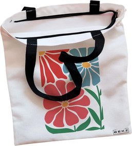 Sacosa de Panza pentru Cumparaturi, Geanta Tote, Boho Style 9, Cu fermoar, 38x34.5 cm, Alba, BEKZ®