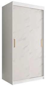 Dulap de haine 100 cm Marbelo T (mat alb + marmură albă). 1064536