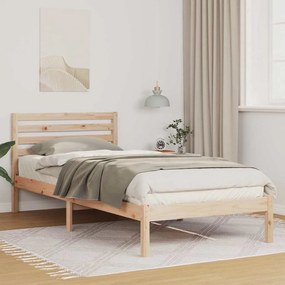 vidaXL Cadru de pat cu headboard Maro 80 x 220 cm Lemn de brad solid