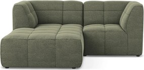 Colțar verde cu tapițerie din țesătură bouclé (cu colț pe partea stângă/cu șezlong) Aloha – Makamii