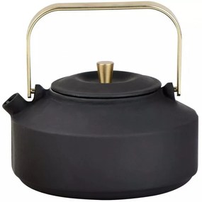 Ceainic din fonta cu infuzor Kinghoff KH 1935, 1 l, Interior emailat, Inductie, Negru