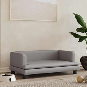 vidaXL Pat de câini, gri, 80x45x30 cm, piele ecologică