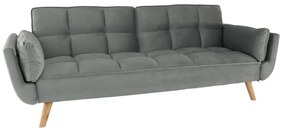 Canapea extensibilă, catifea gri deschis / fag, KAPRERA NEW