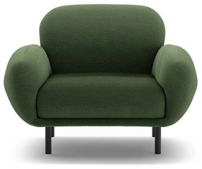 Fotoliu verde cu tapițerie din țesătură bouclé Poppy – Micadoni