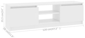 Comoda TV, alb, 120 x 30 x 35,5 cm, PAL 1, Alb