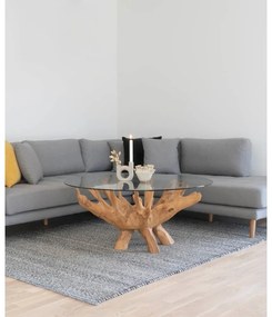 Măsuță de cafea în culoare naturală rotundă cu blat din sticlă ø 110 cm Amazonas – House Nordic