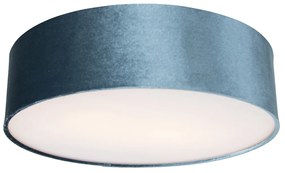 Plafoniera moderna albastra 40 cm cu interior auriu - Drum