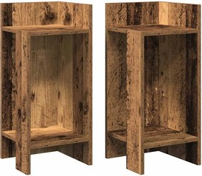 vidaXL Mese laterale 2 buc cu raft lemn vechi 25,5x27x60 cm