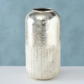 Vaza decorativa Nayan 15x15x30 cm, metal, argintiu/alb