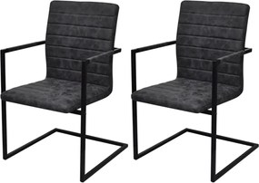 vidaXL Scaune de bucătărie consolă, 2 buc., negru, piele ecologică