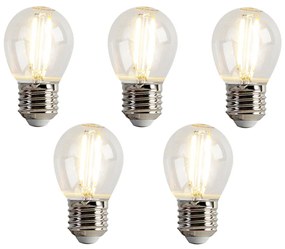 Set de 5 becuri LED E27 P45 transparente 2W 200lm 2700K
