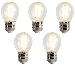 Set de 5 becuri LED E27 P45 transparente 2W 200lm 2700K
