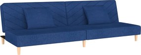 vidaXL Canapea extensibilă cu 2 locuri, 2 perne, albastru, textil