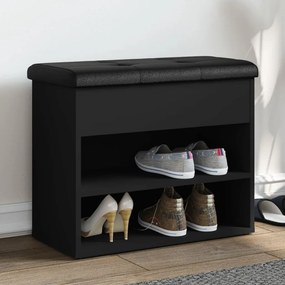 Banca de pantofi, negru, 62x32x50 cm, lemn prelucrat