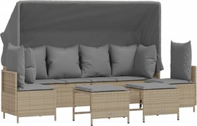 vidaXL Set canapele de grădină cu perne, 5 piese, bej, poliratan