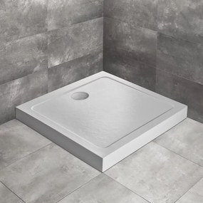Cadita dus patrata Radaway Doros C Compact Stone 100x100 cm acril alb