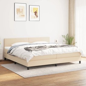 3139926 vidaXL Pat box spring cu saltea, crem, 200x200 cm, textil