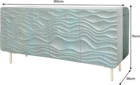 Comoda cu fronturi 3D design ondulat WAVE 160cm, turcoaz