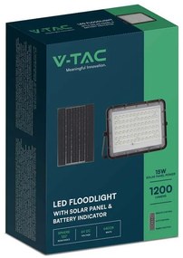 Reflector cu incarcare solara 15w 1200lm 6400k - negru
