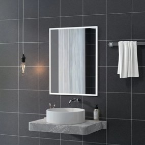 HOMCOM Oglindă de Perete din Sticlă și MDF, 70x90 cm, Alb | Aosom Romania
