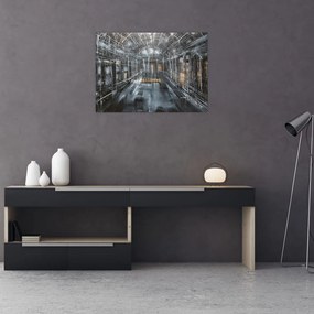 Tablou pe sticlă cu u interiorul clădirii vechi (70x50 cm)