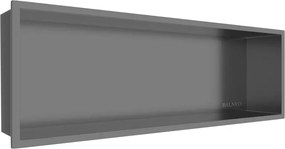 Raft incastrat dreptunghiular Balneo Wall-Box One cu rama 60x20x10 cm Gun Metal periat