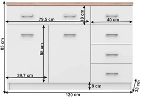 Comoda 2d5s, alb stejar sonoma, TOPTY 08